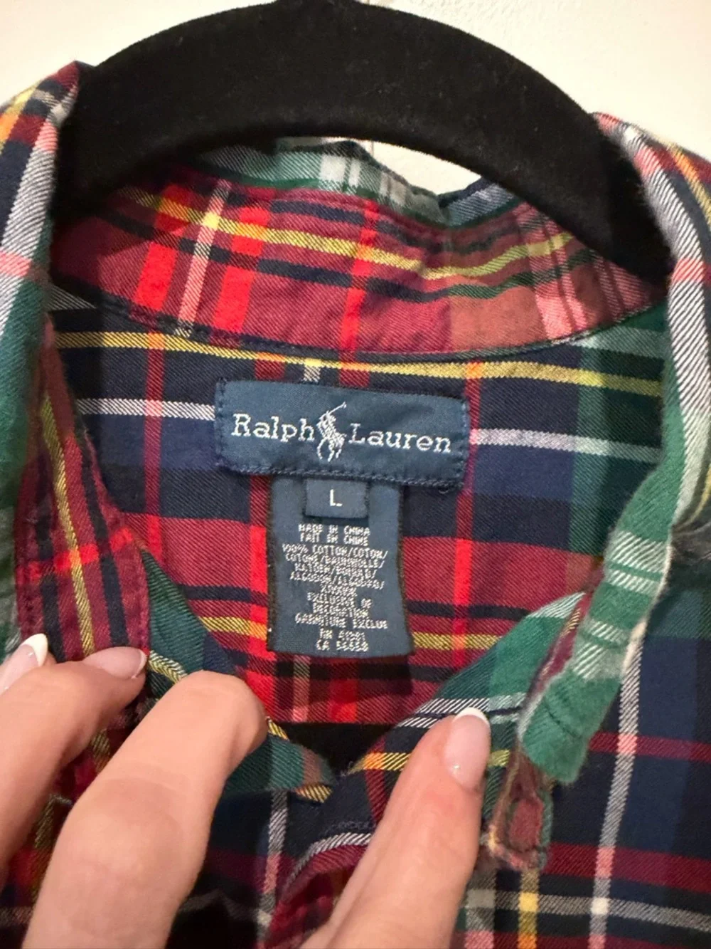 Ralph Lauren Plaid Tartan Button Down Shirt Boys Sz L (14 16)